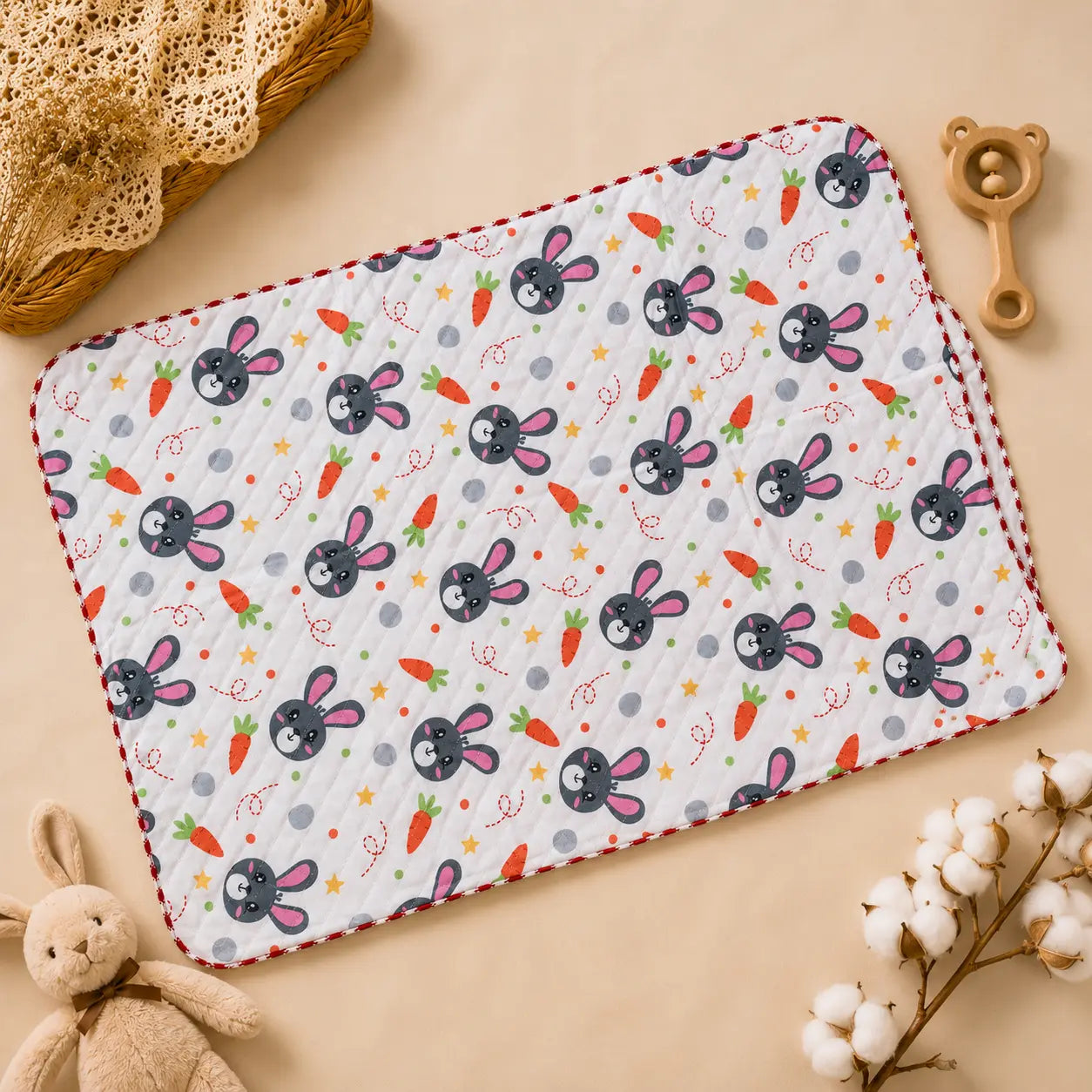 Baby Muslin 2 Layered Blanket – Soft & Breathable (85 x 85 cm) - Rabbit
