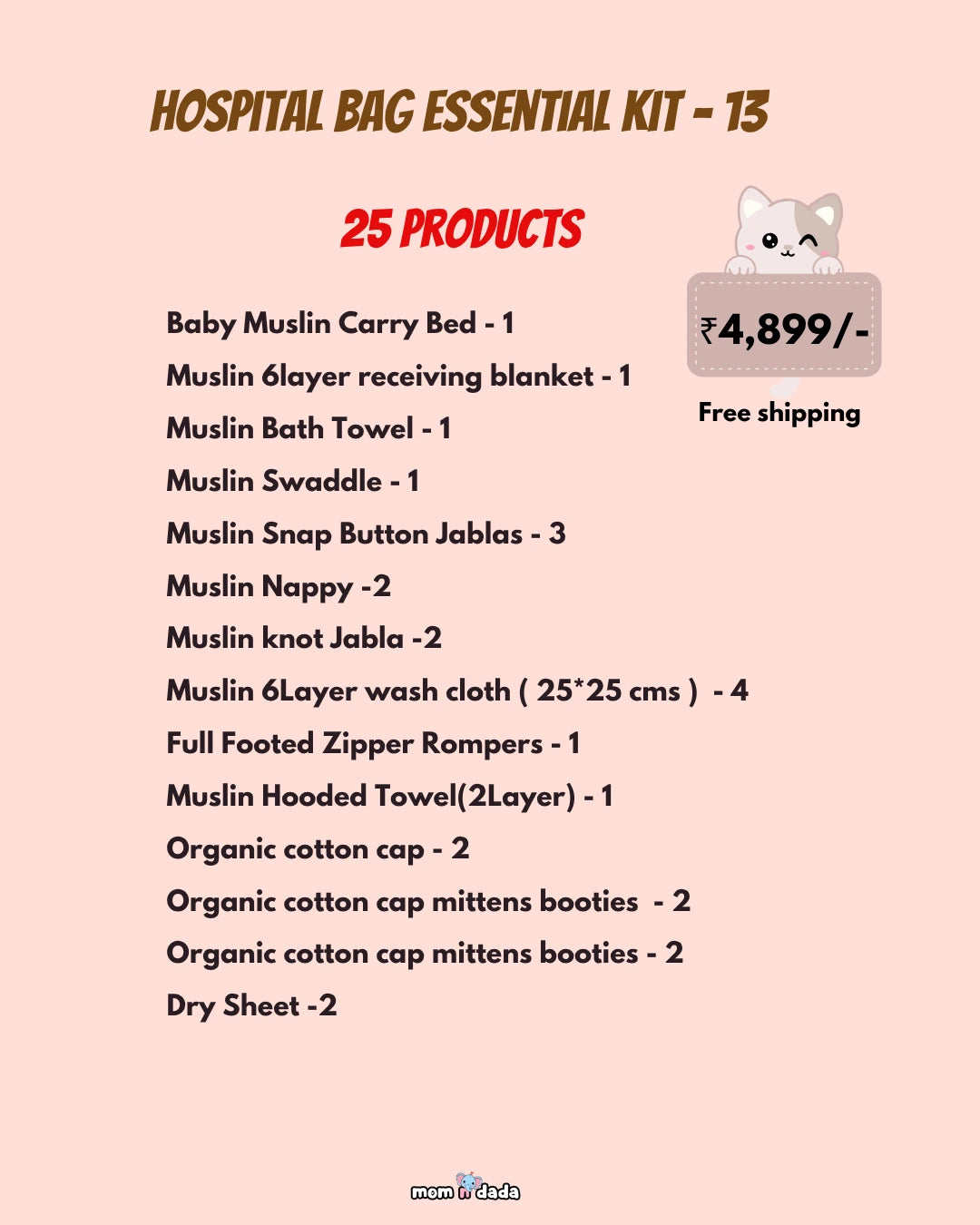 Newborn Hospital Bag Kit | 25 Essential Items | Organic Muslin
