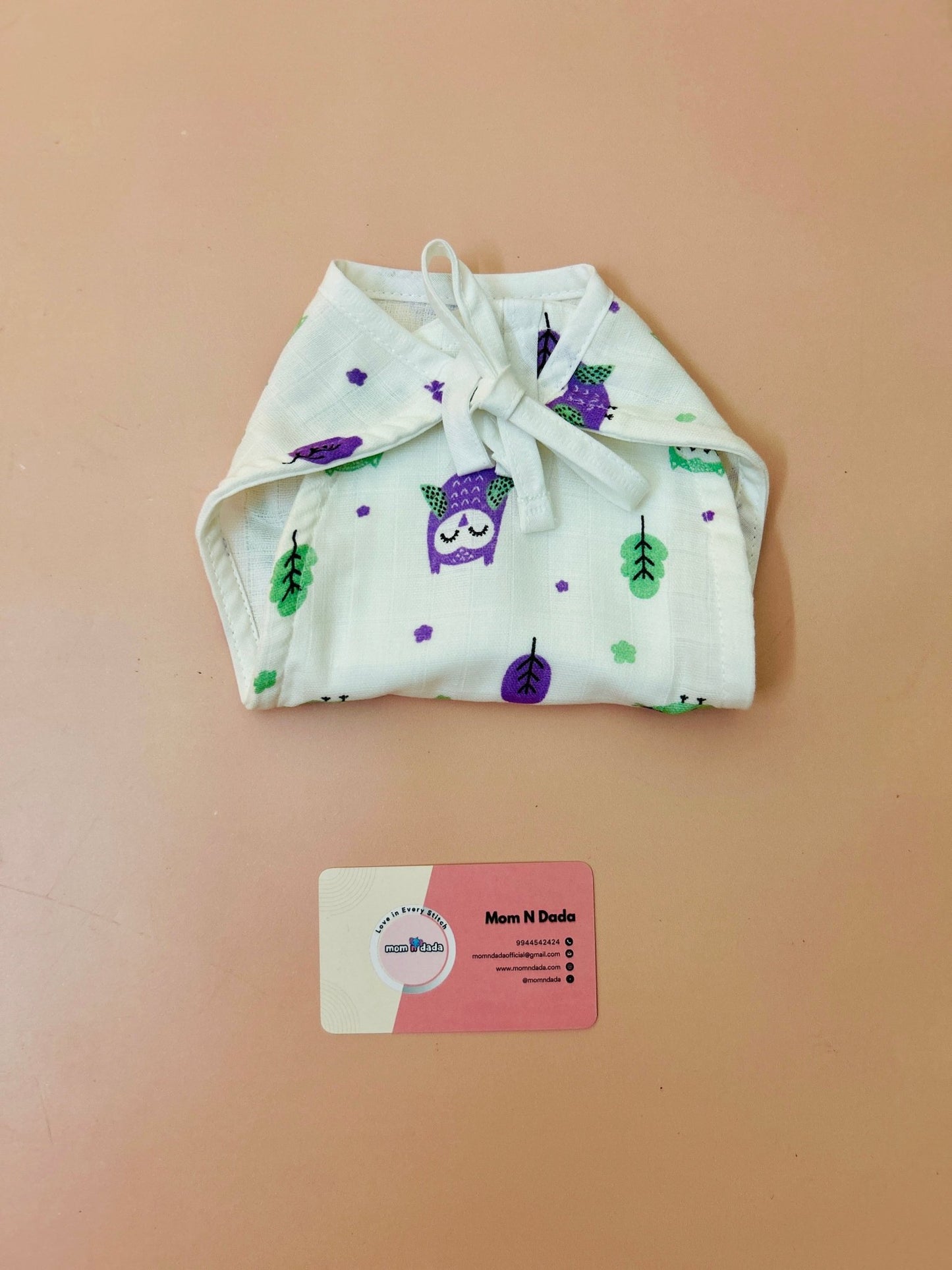 5 layer Muslin Nappy - Owl Print - momndada