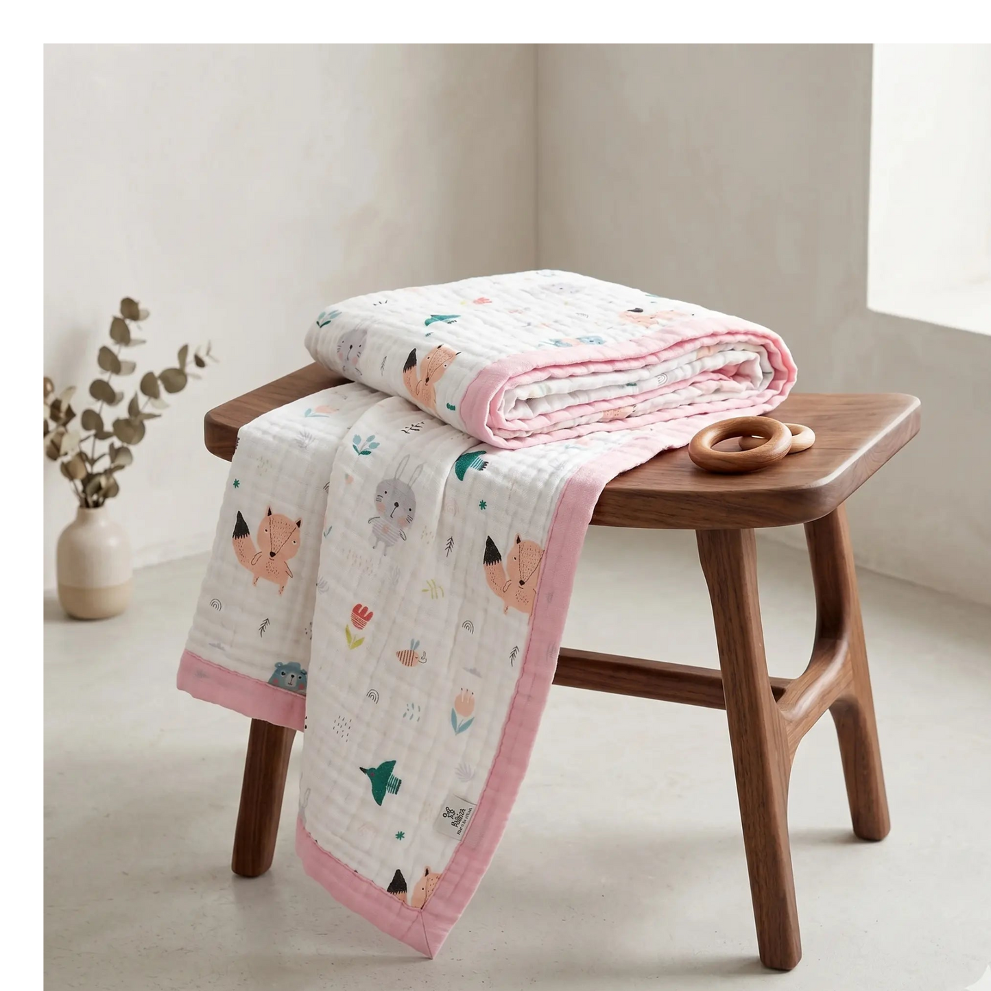 6 Layer Crinkled Muslin Blanket - Animal