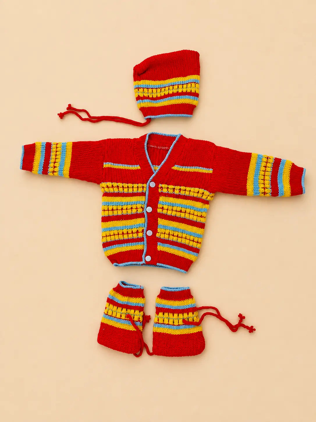 Woolen Baby Sweater Set | Winter Wear for Babies | Cherry Red