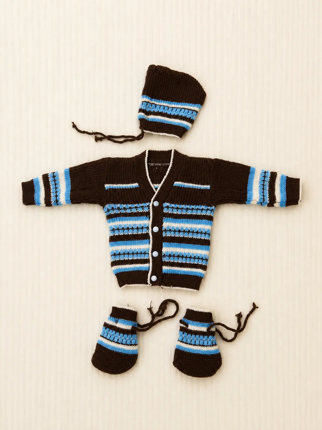 Woolen Baby Sweater Set | Winter Wear for Babies | Brown Colour