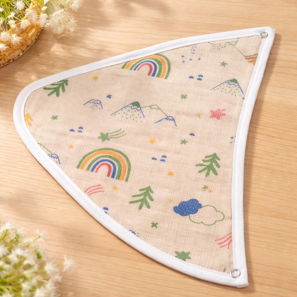 Premium Muslin Bibs V shape - (Assorted prints) - 1 piece