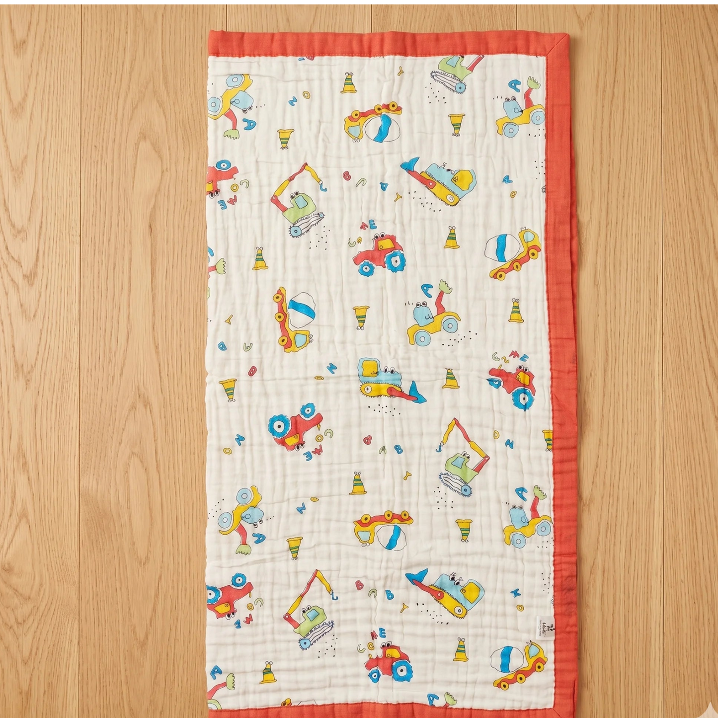 6 Layer Crinkled Muslin Blanket - Bull Dozer