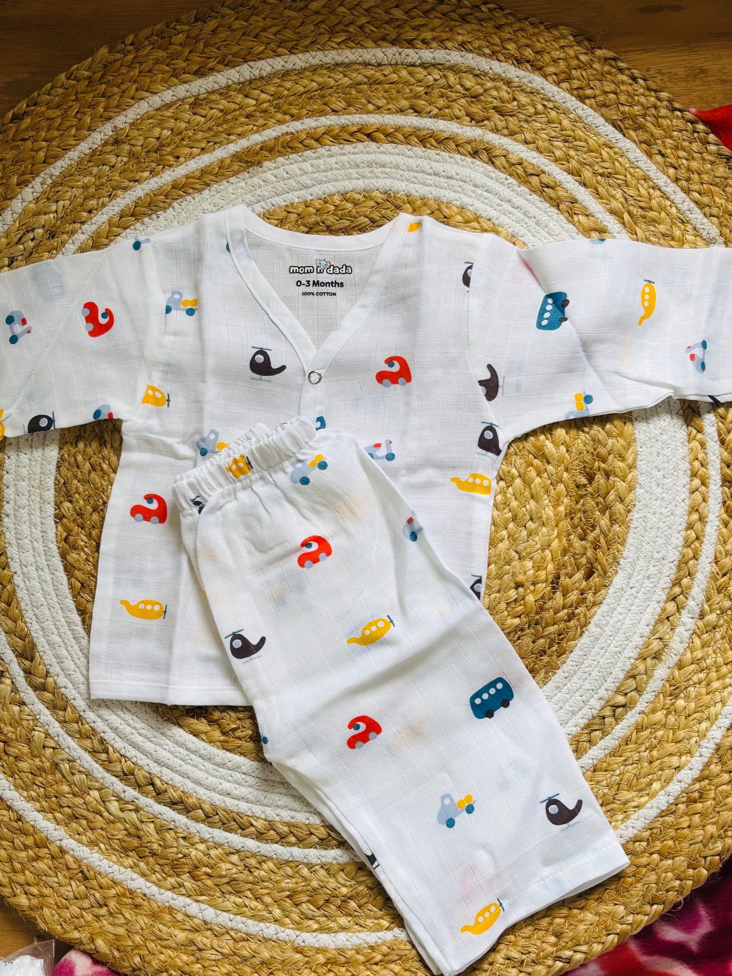 Muslin Night Suit - Helicopter Print