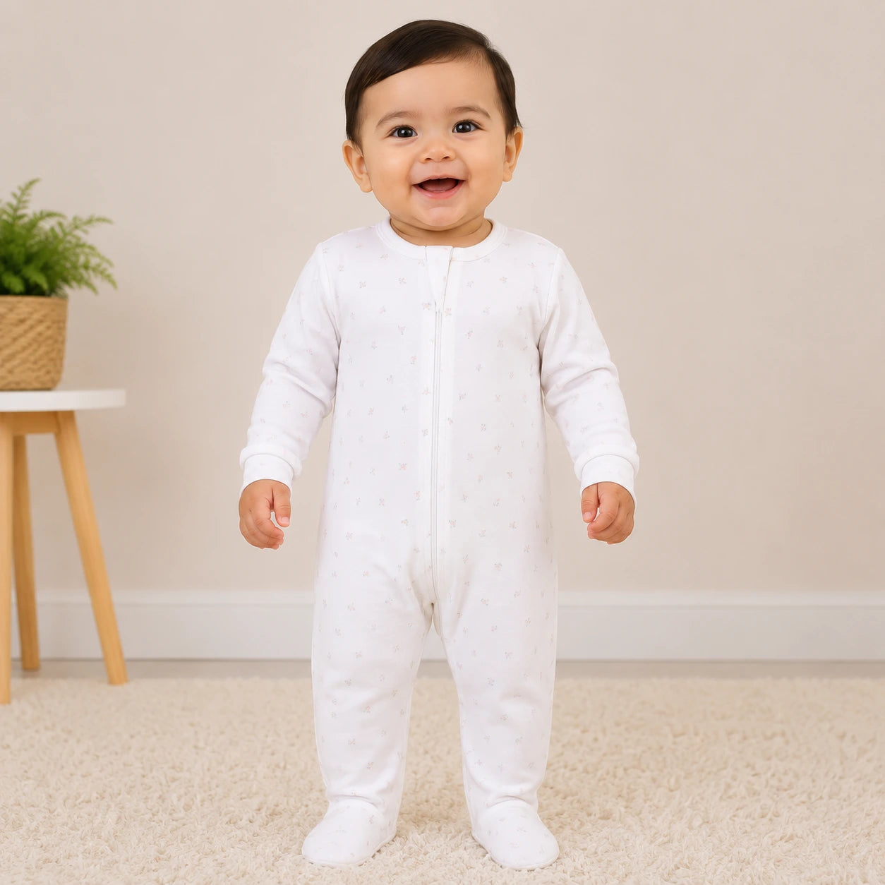 Soft Knitted organic cotton Jumpsuit - White Design