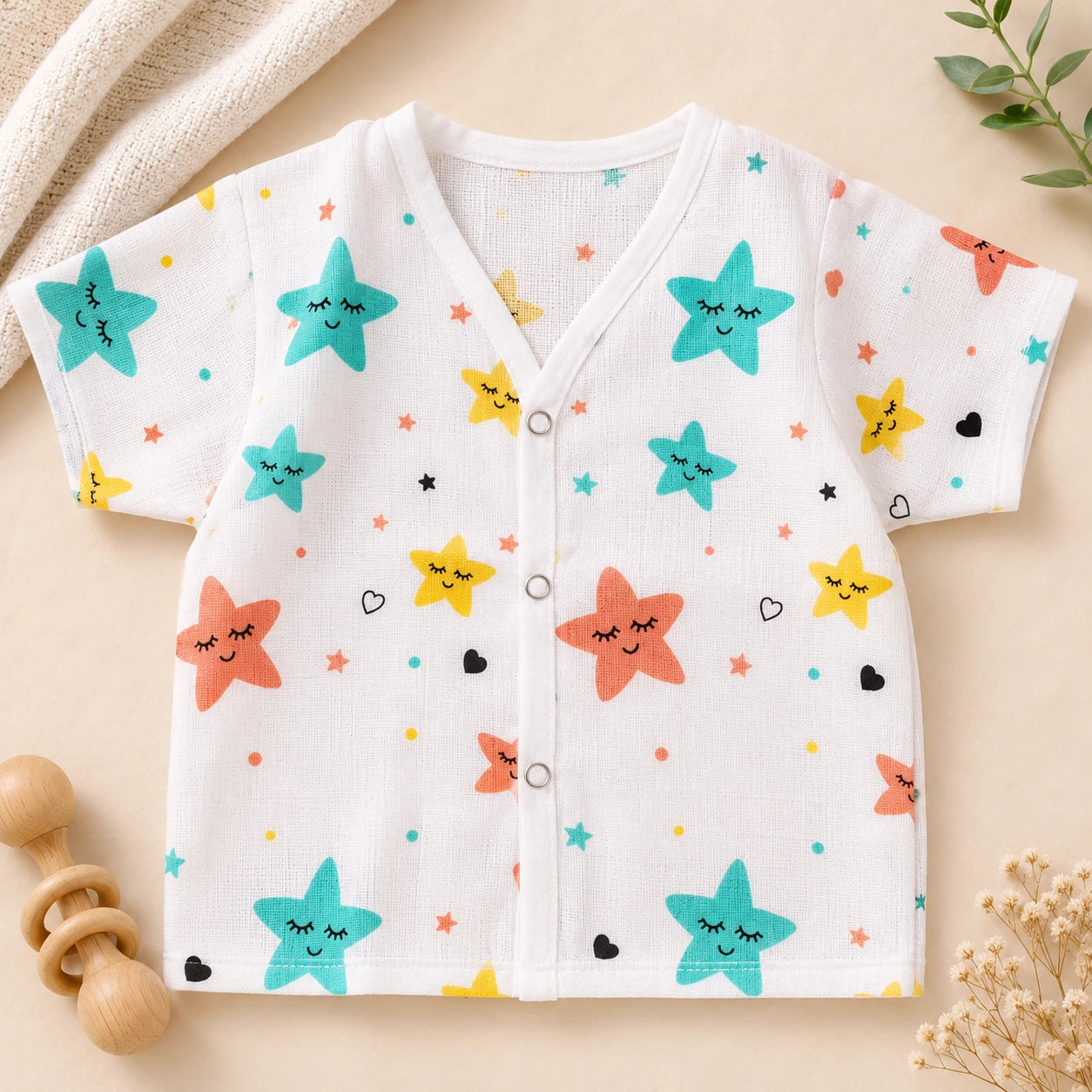 Muslin Half Hand Jabla - Star Print