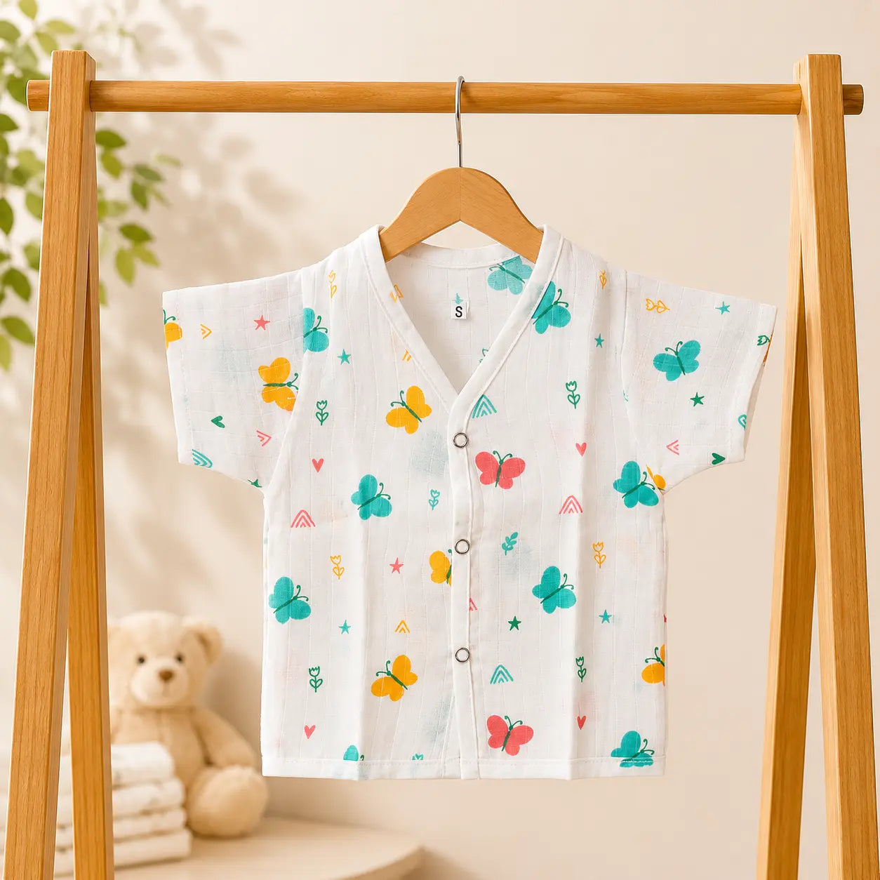 Muslin Half Hand Jabla - Butterfly Print
