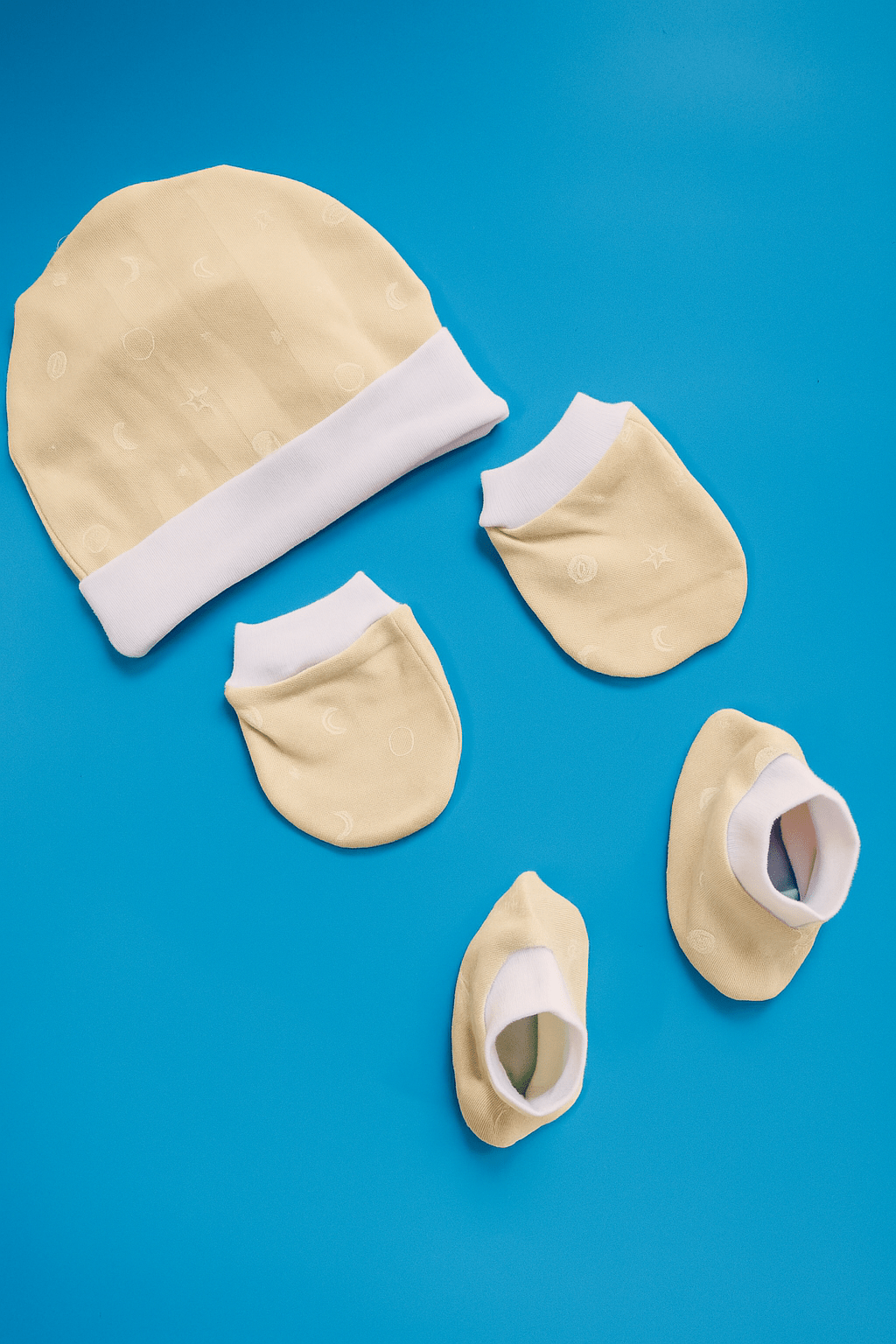Cap Mitten Booties Cotton Fabric - Star Design - momndada