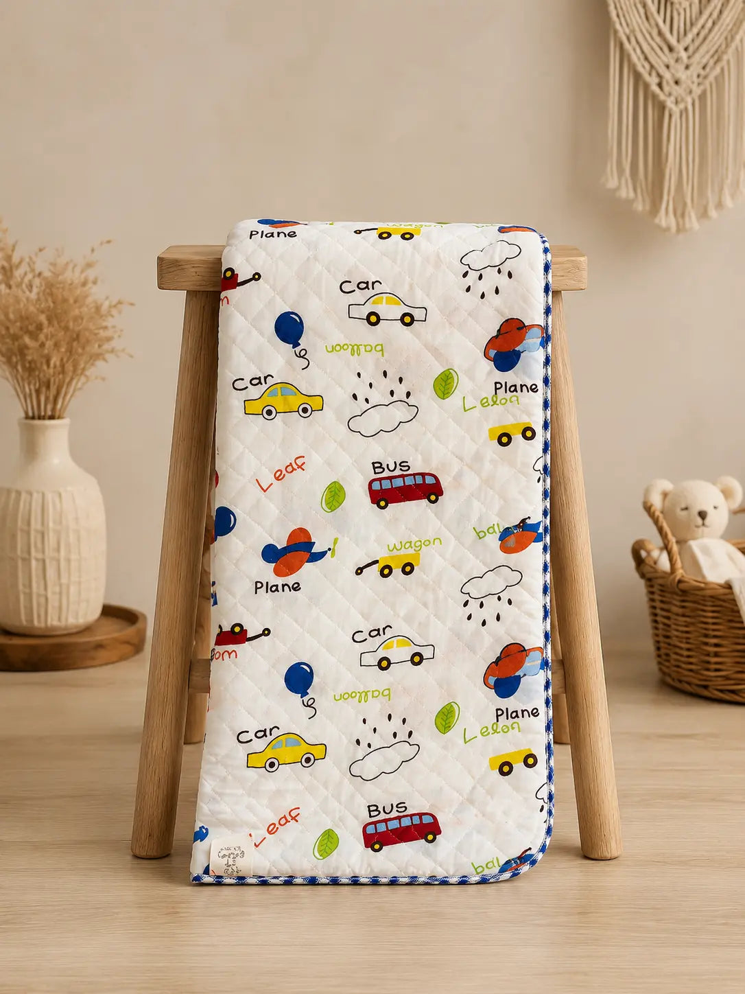 Baby Muslin 2 Layered Blanket – Soft & Breathable (85 x 85 cm) - Car
