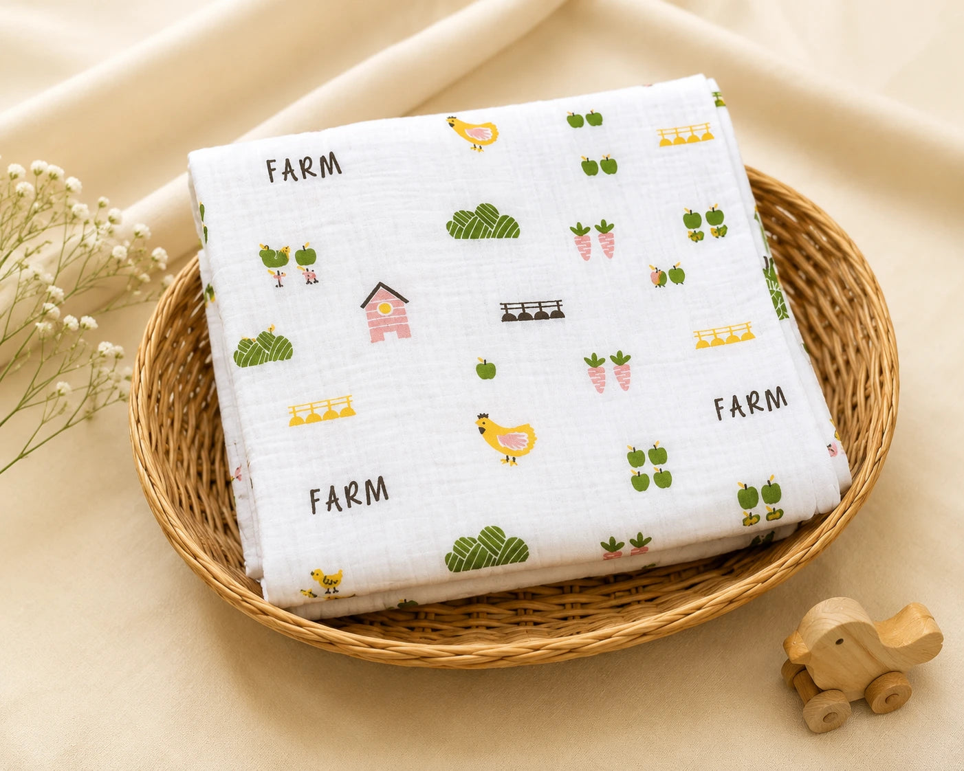 Muslin Swaddle - Farm Print