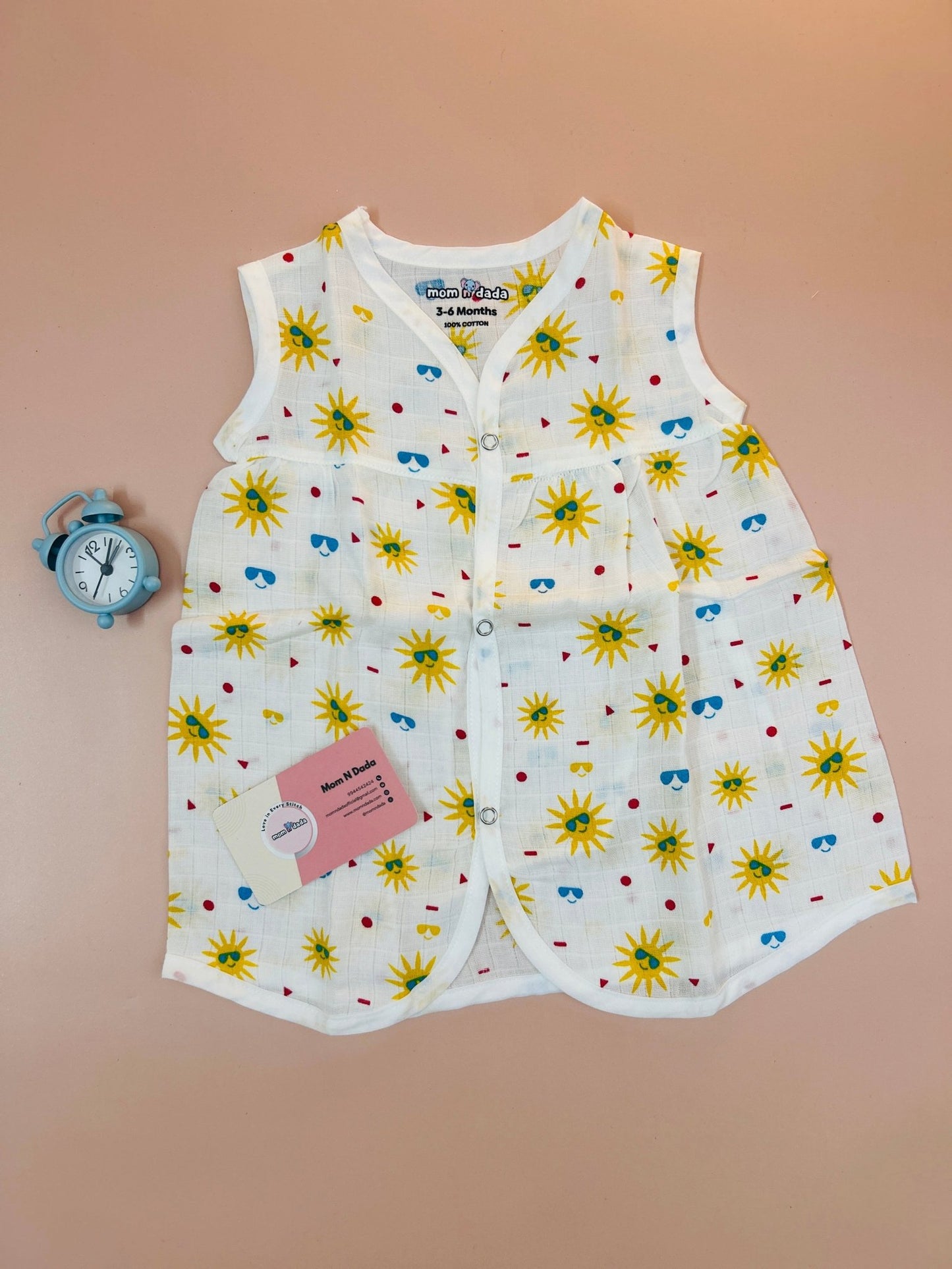 Muslin Chest Cut Frock - Sun Print - momndada