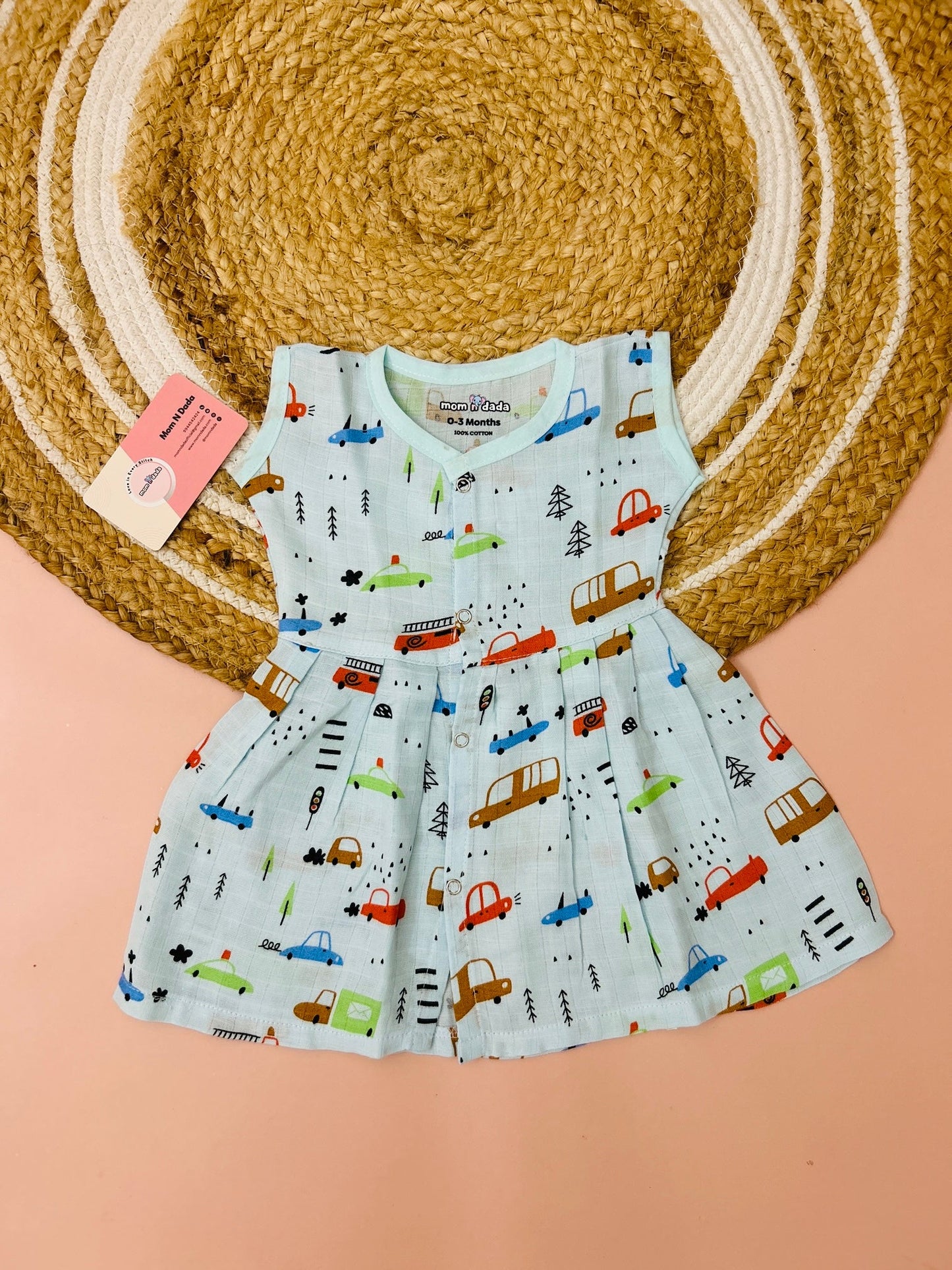 Muslin Front Open Muslin Frock - Truck Car Print - momndada
