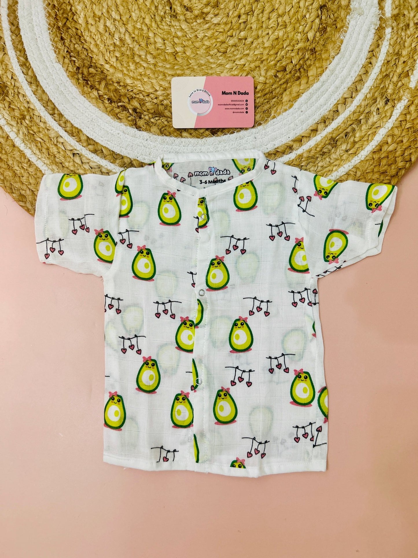 Muslin Half Hand Jabla - Avacado Print - momndada