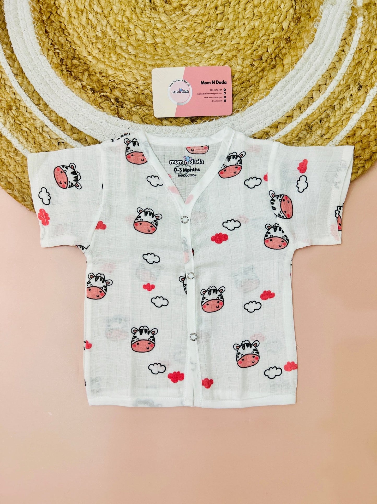 Muslin Half Hand Jabla - Cow print - momndada