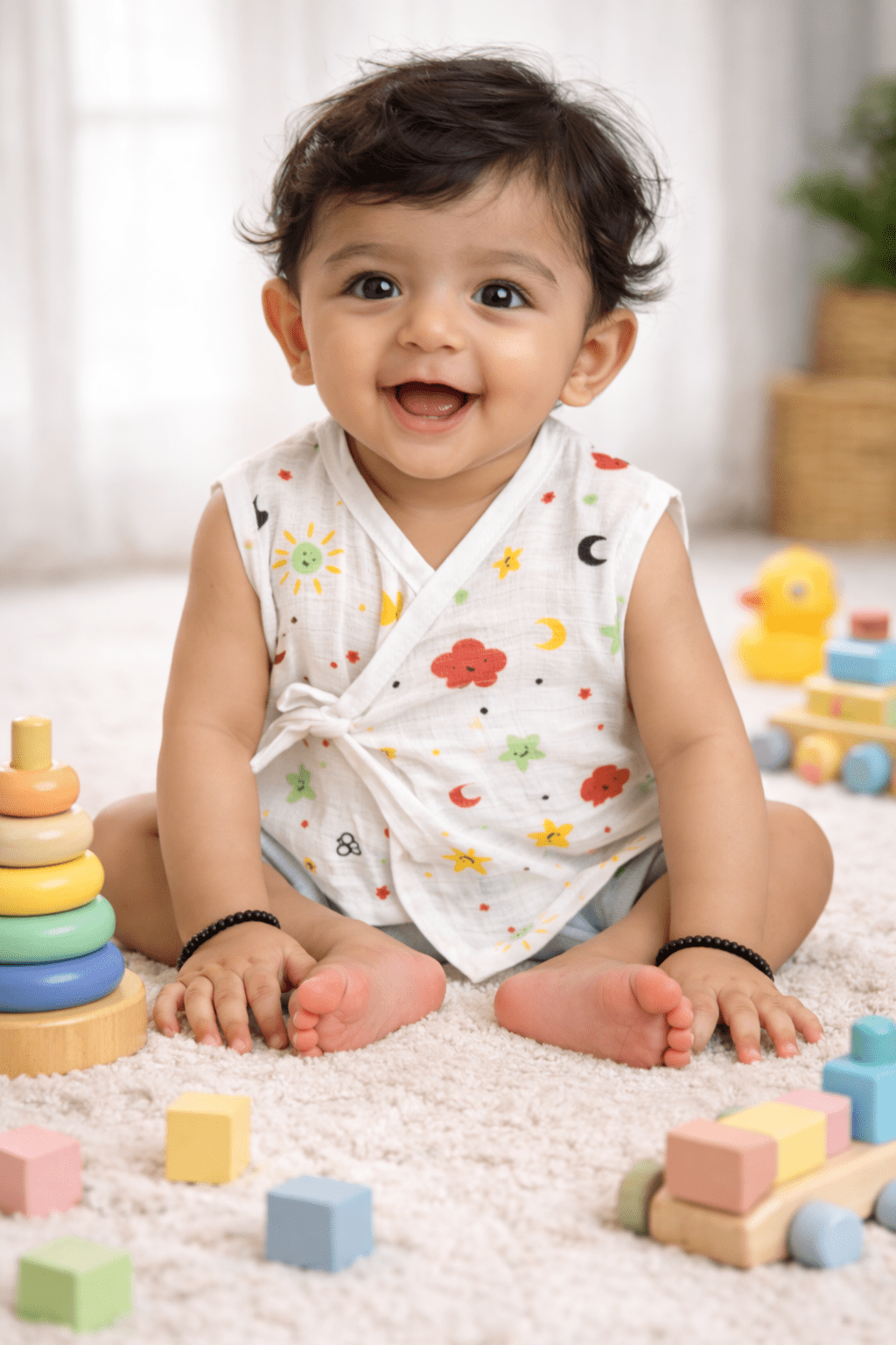 Muslin Kimono - Style Jabla - Sun & Moon Print - momndada
