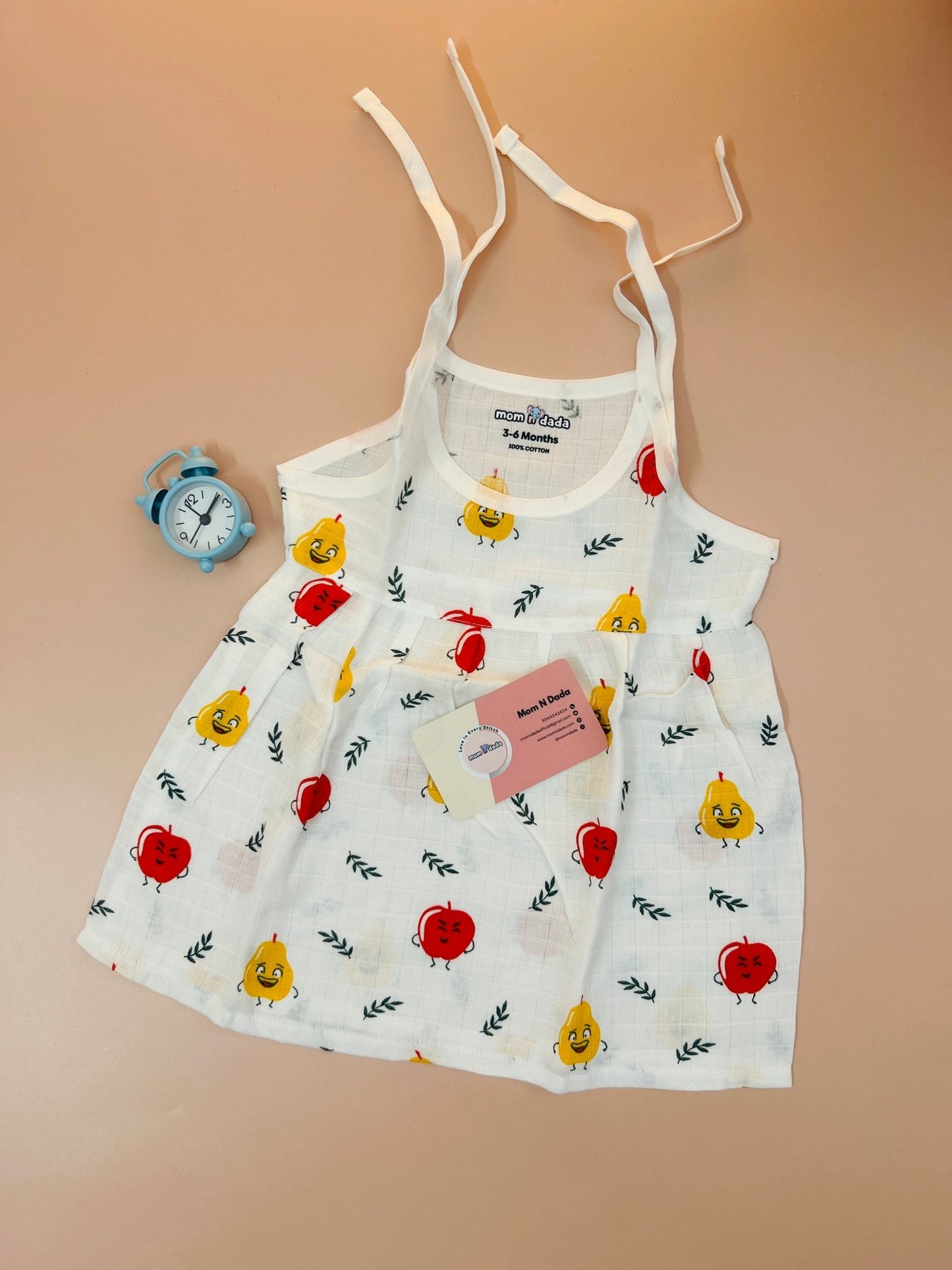 Muslin Knot Frock - Apple Print - momndada