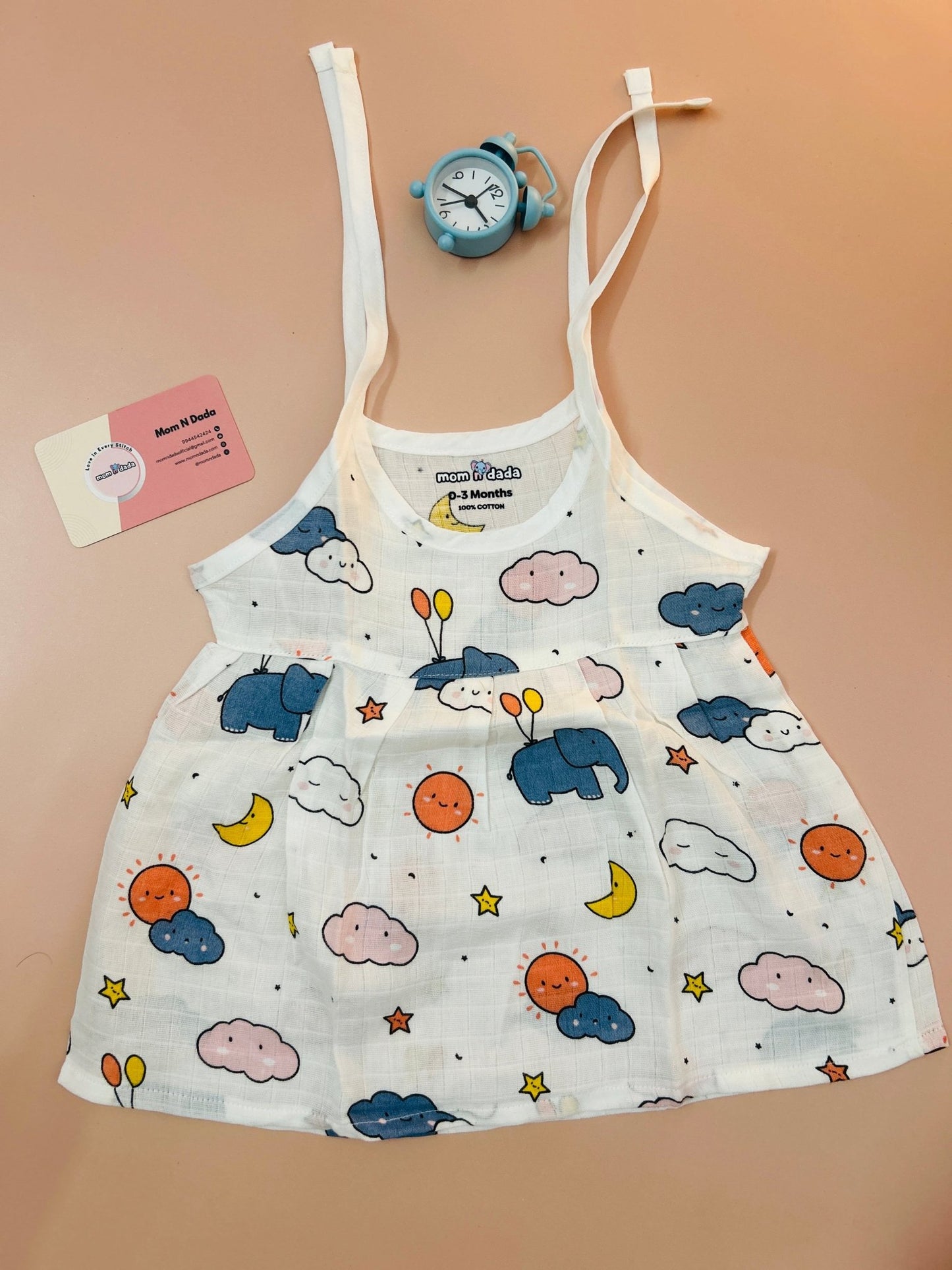 Muslin Knot Frock - Elephant Print - momndada