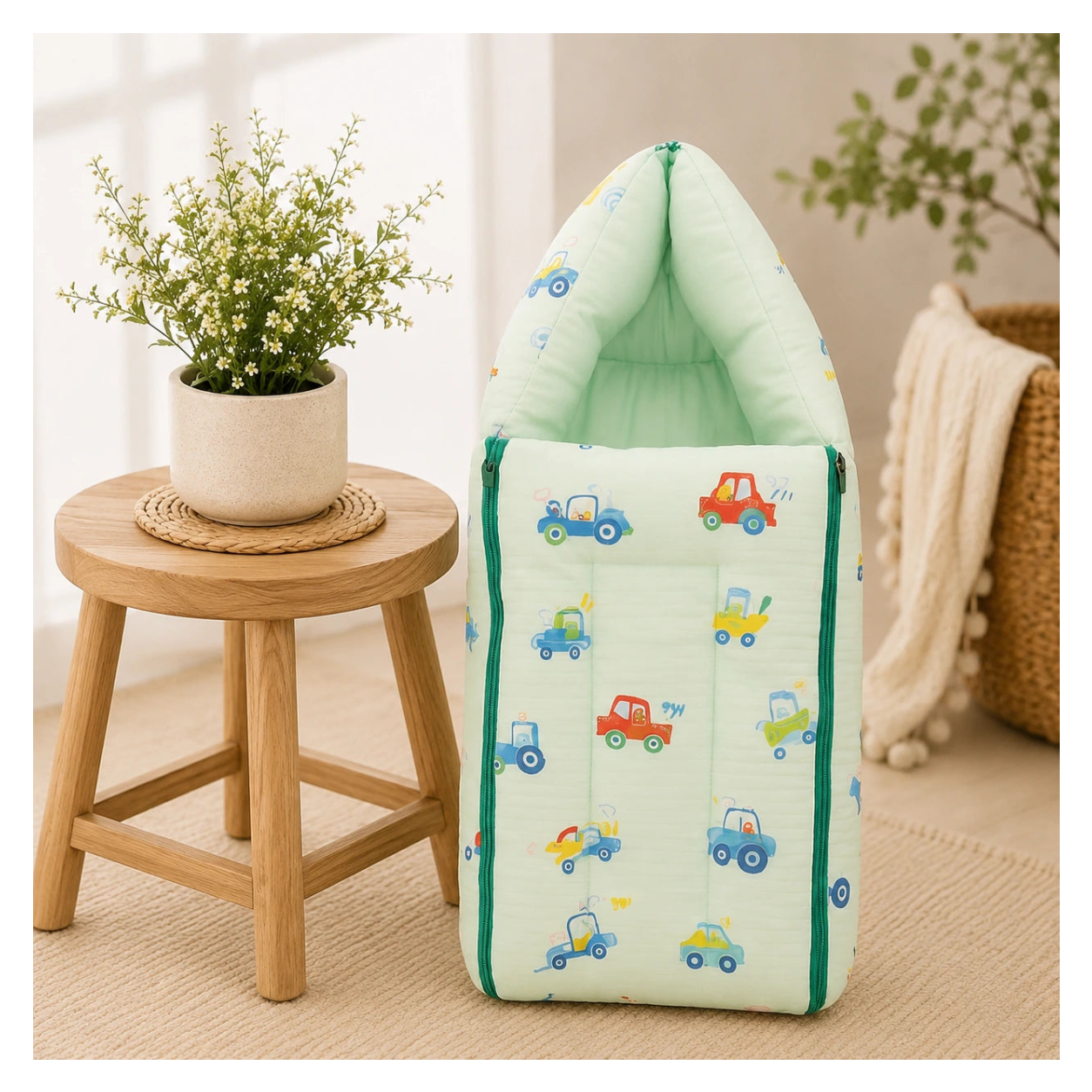 Baby Sleeping Bag & Carry Nest | 0–6 Months | Pista Green
