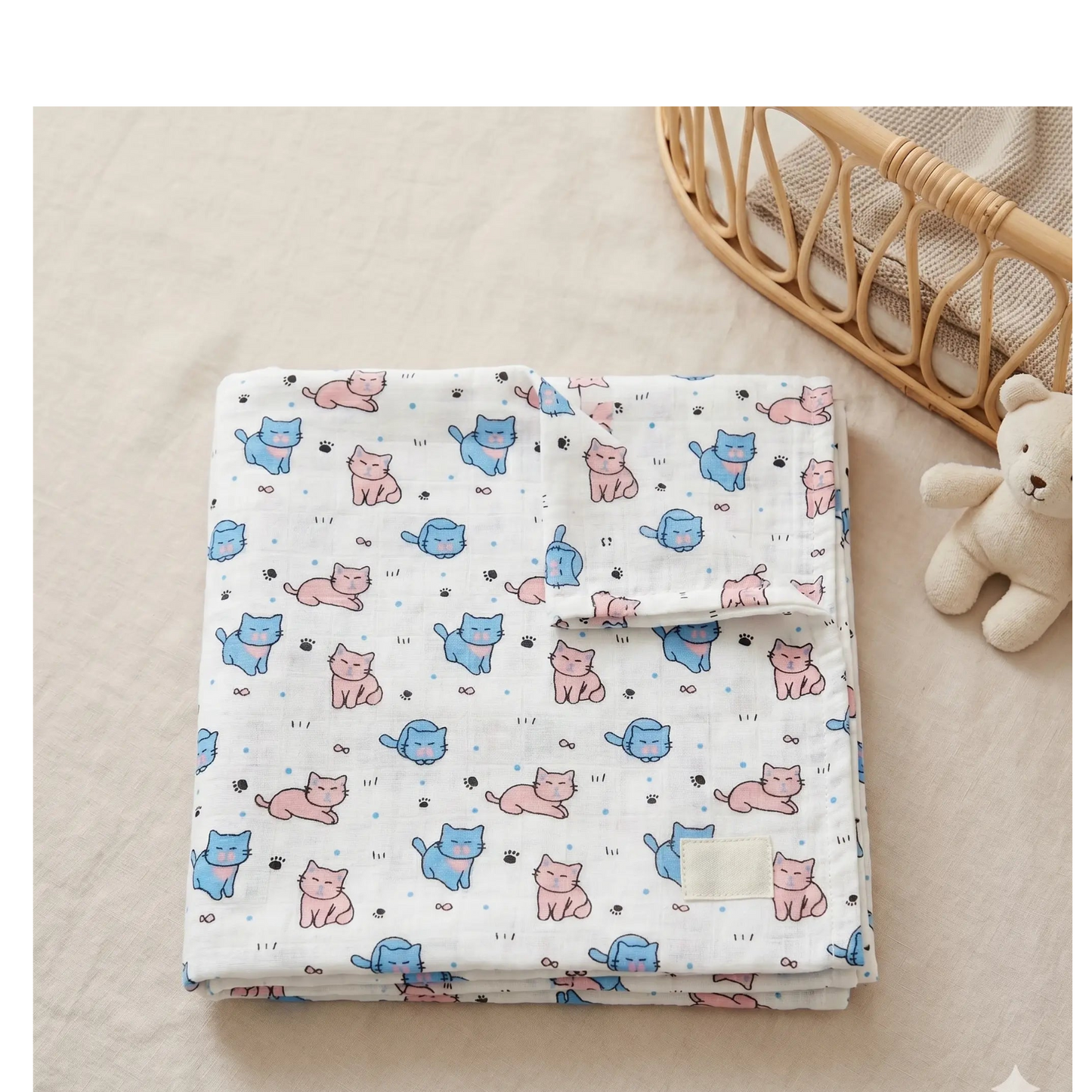 Muslin Swaddle - Cat Print