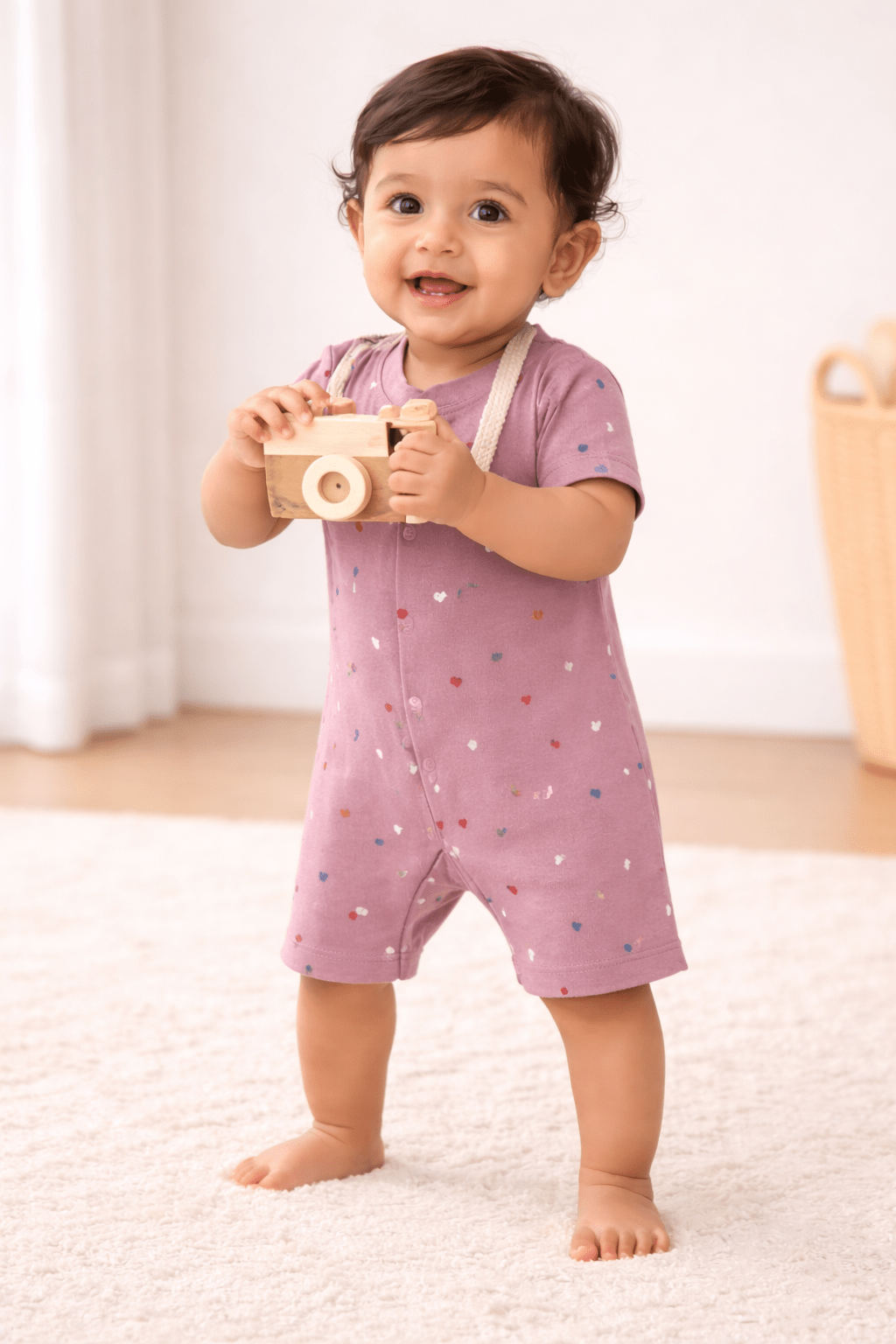 Organic Cotton Newborn Baby Romper | Soft Interlock Romper | Heart - momndada