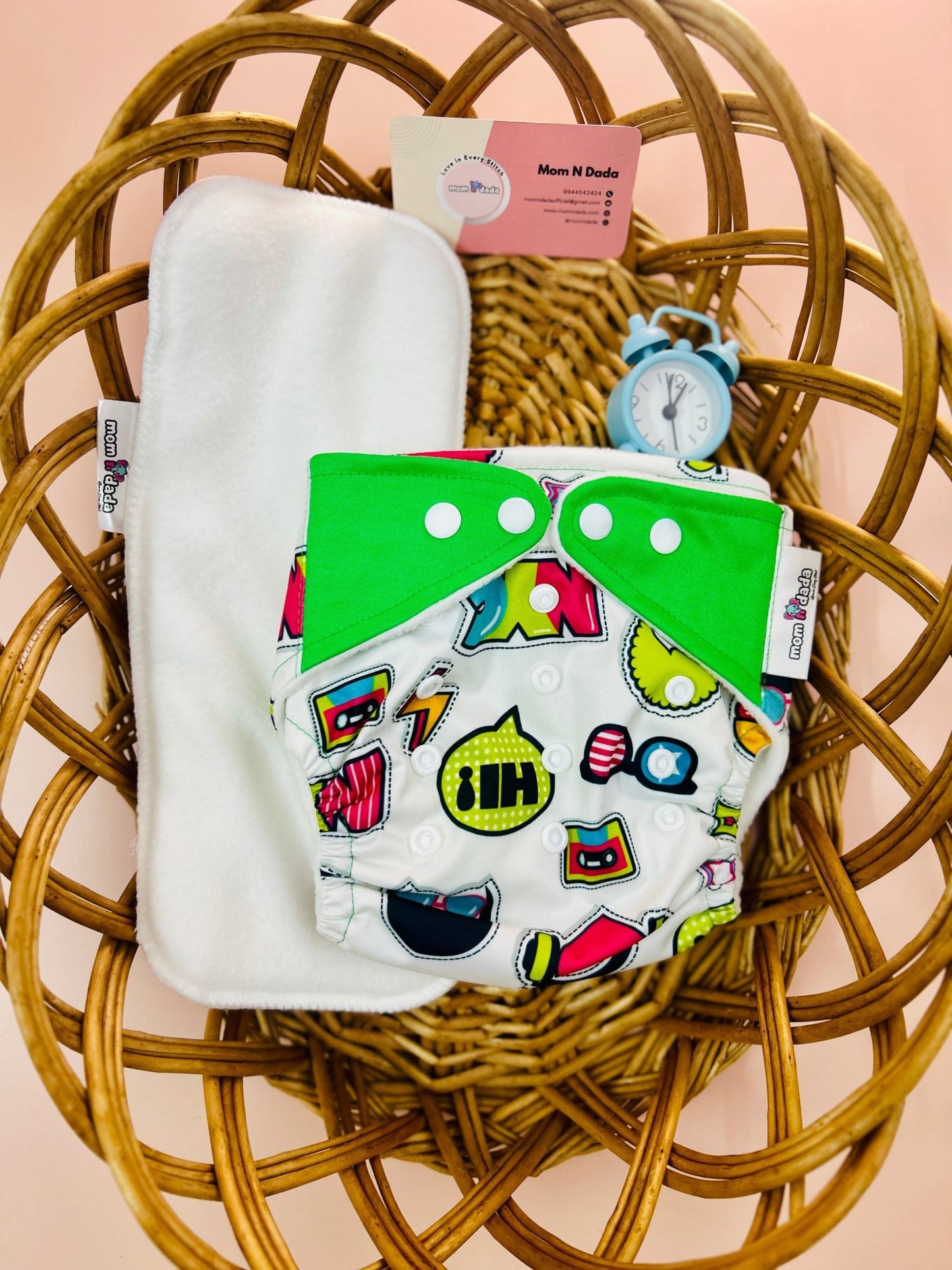 Organic Reusable Cloth Diapers - Glass Print - momndada