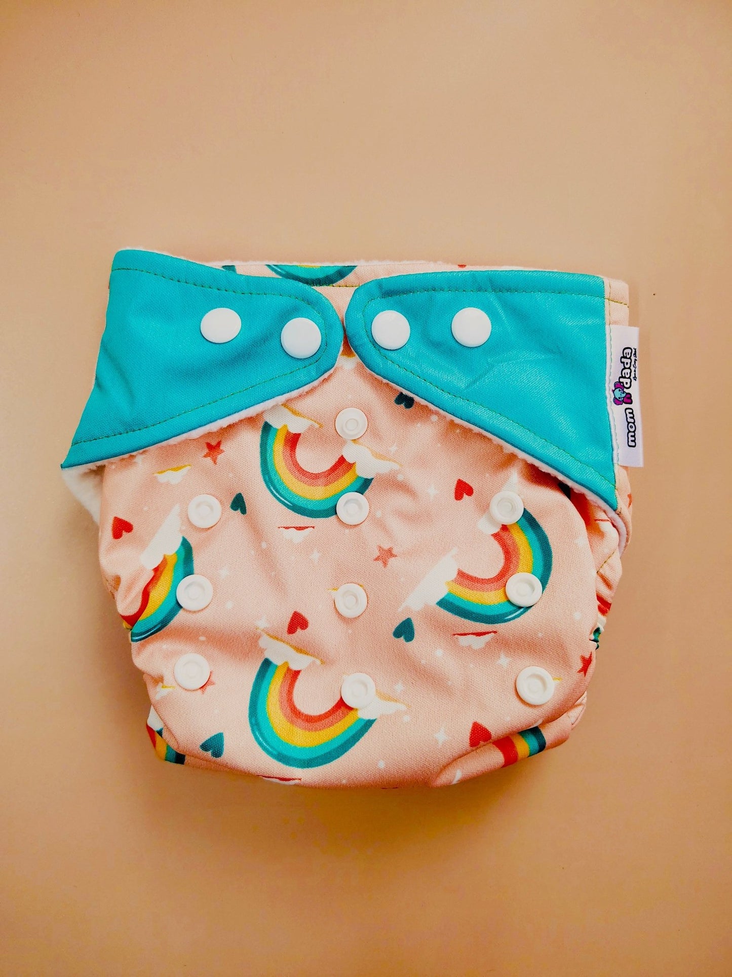 Organic Reusable Cloth Diapers - Rainbow Print - momndada