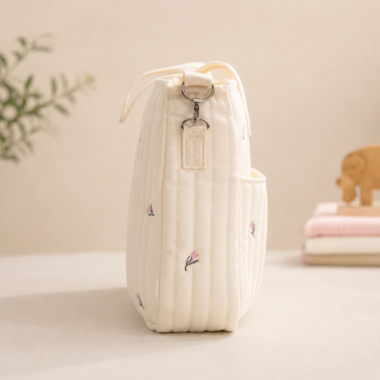 Muslin Mom Diaper Bag | Premium Baby Hospital & Travel Bag - Flower