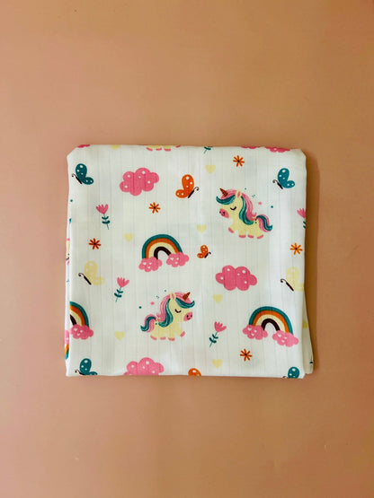 2 Layer Muslin Hooded Towel - Unicorn Print - momndada