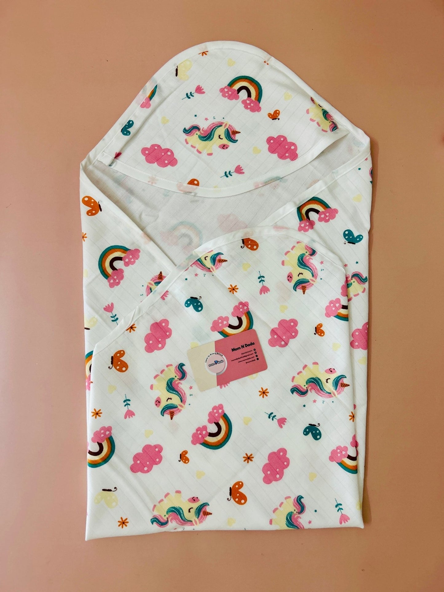 2 Layer Muslin Hooded Towel - Unicorn Print - momndada