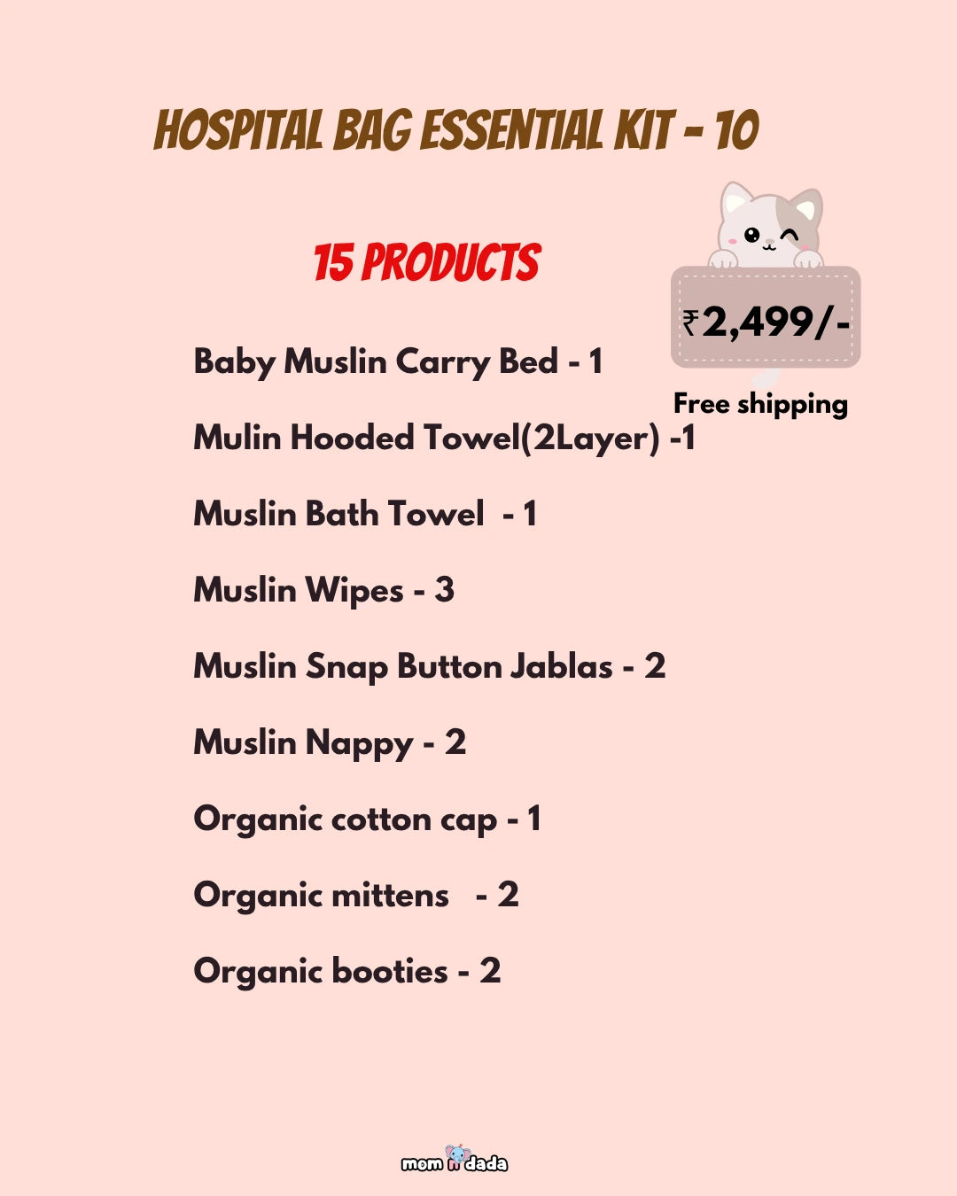 Newborn Hospital Bag Kit | 15 Essential Items | Organic Muslin
