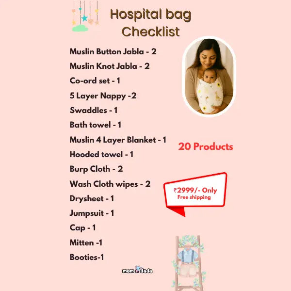 Newborn Hospital Bag Kit | 20 Essential Items | Organic Muslin