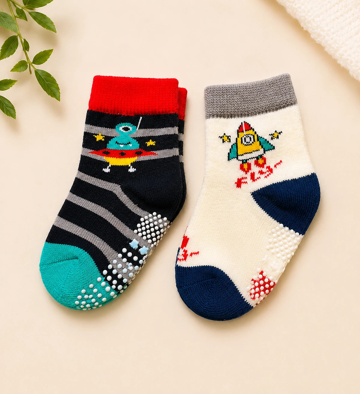 Anti-Slip Socks Combo Pack of 2 - (Assorted)