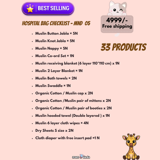 Newborn Hospital Bag Kit | 33 Premium Essential Items | Organic Muslin