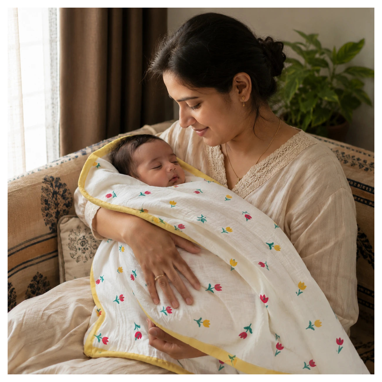 4 Layer Muslin Blanket - Yellow