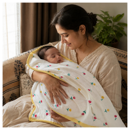 4 Layer Muslin Blanket - Yellow