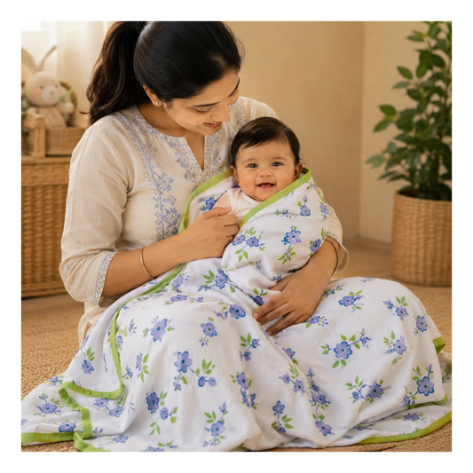 4 Layer Muslin Blanket - Blueberry