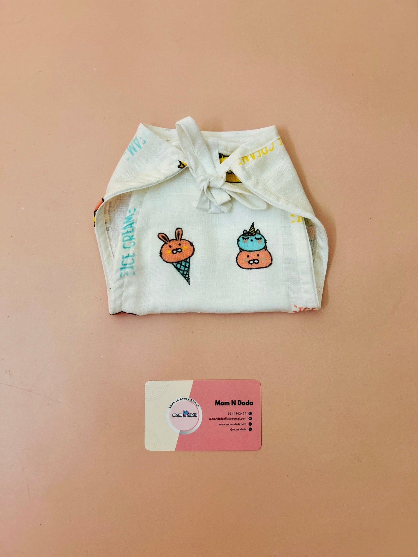 5 layer Muslin Nappy - Cute ice Cream Print - momndada