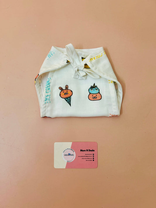 5 layer Muslin Nappy - Cute ice Cream Print - momndada