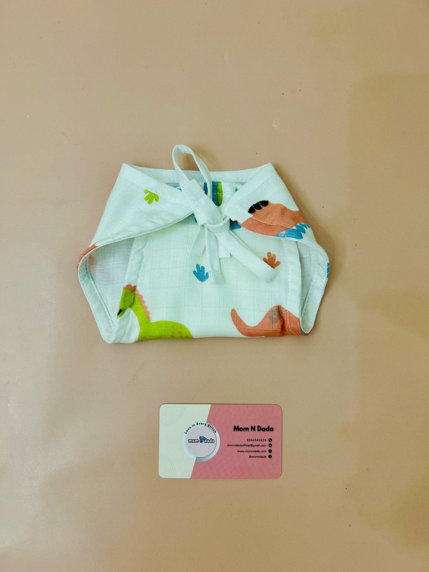 5 layer Muslin Nappy NB & 0 - 3Months - Dino Print - momndada