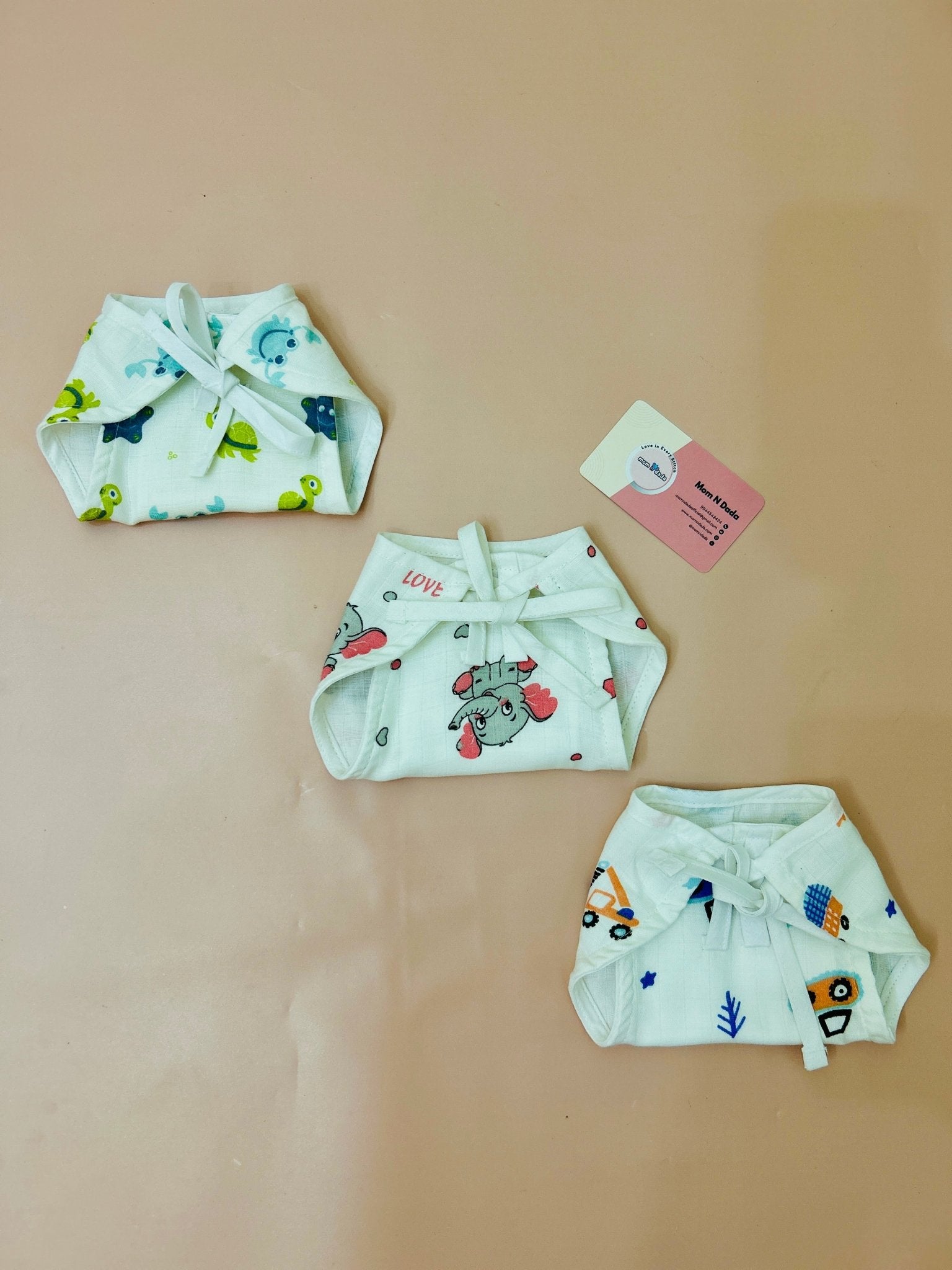 5 Layer Muslin Nappy Newborn - Pack of 3(Assorted) - momndada