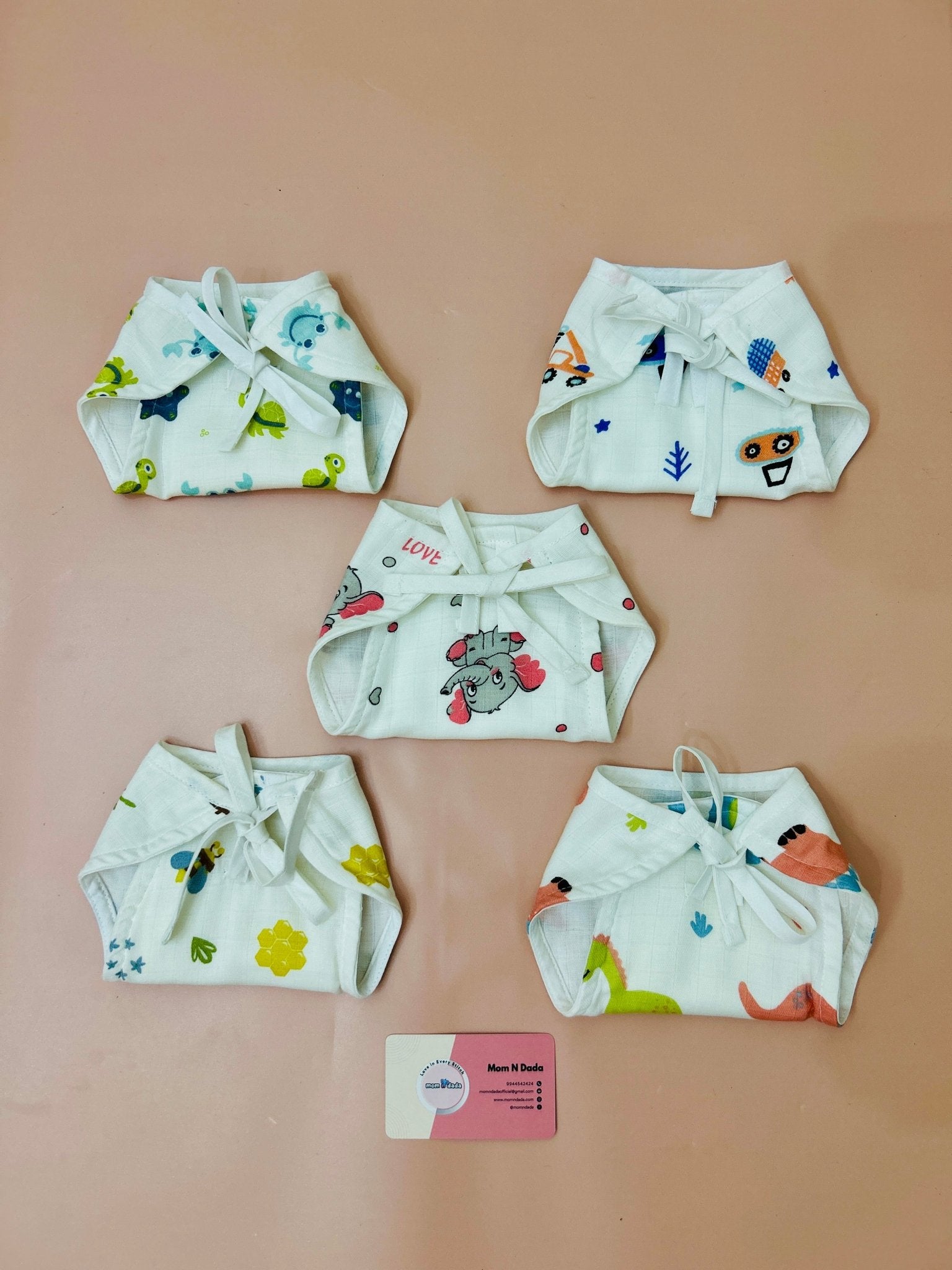 5 Layer Muslin Nappy Newborn - pack of 5 (Assorted) - momndada