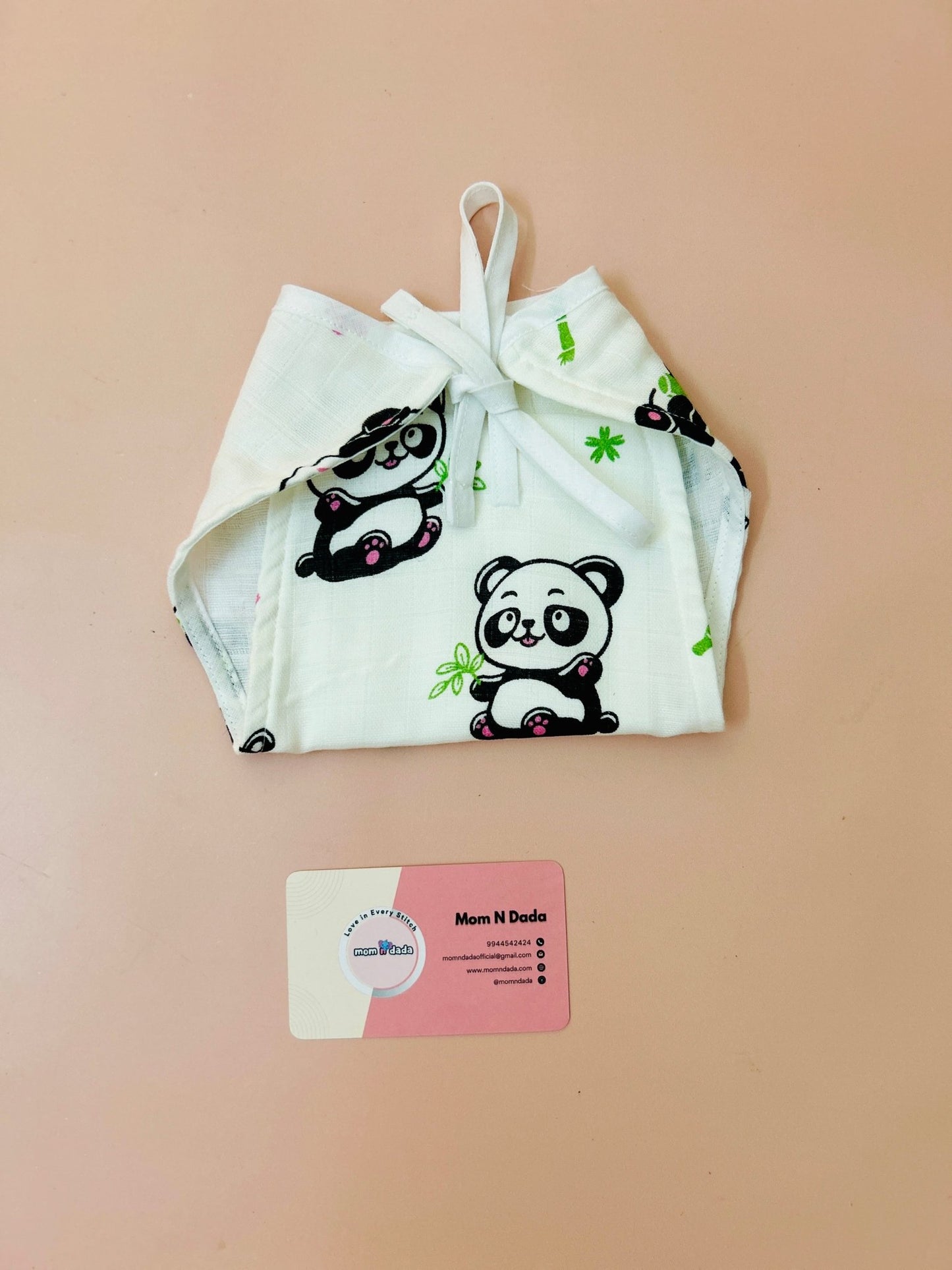5 layer Muslin Nappy - Panda Print - momndada