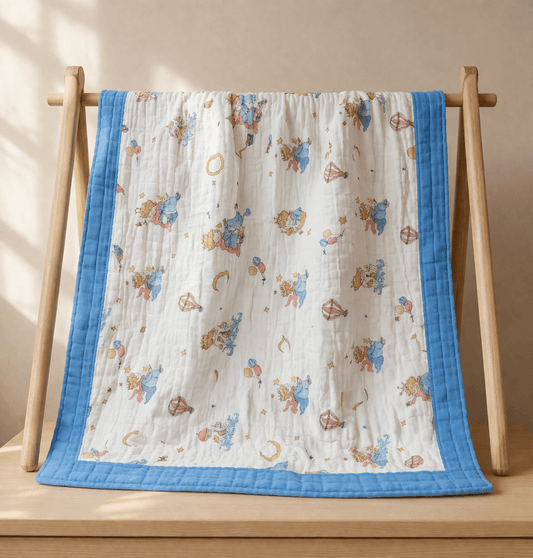 6 Layer Crinkled Muslin Blanket - Air Ballon - momndada