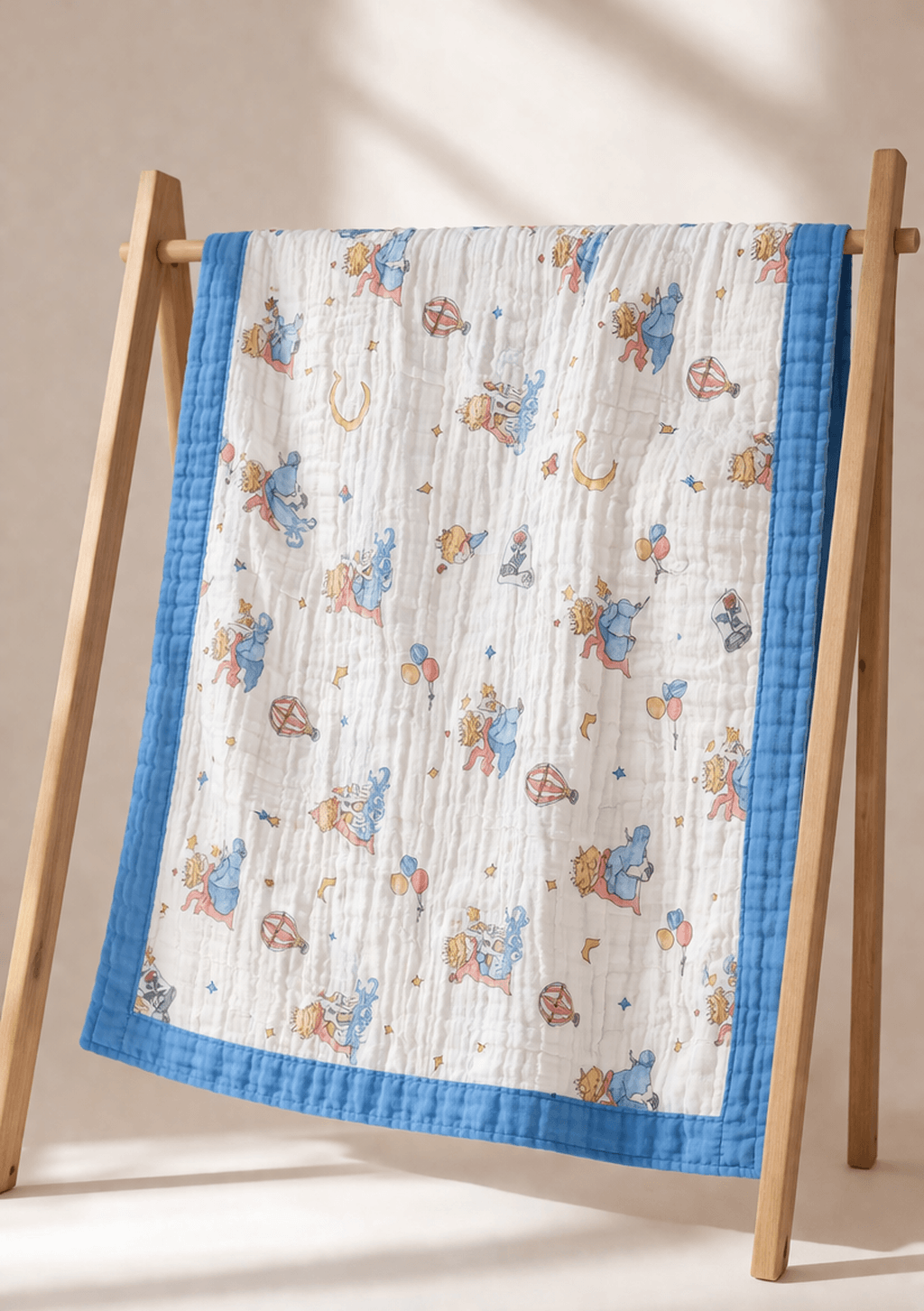 6 Layer Crinkled Muslin Blanket - Air Ballon - momndada