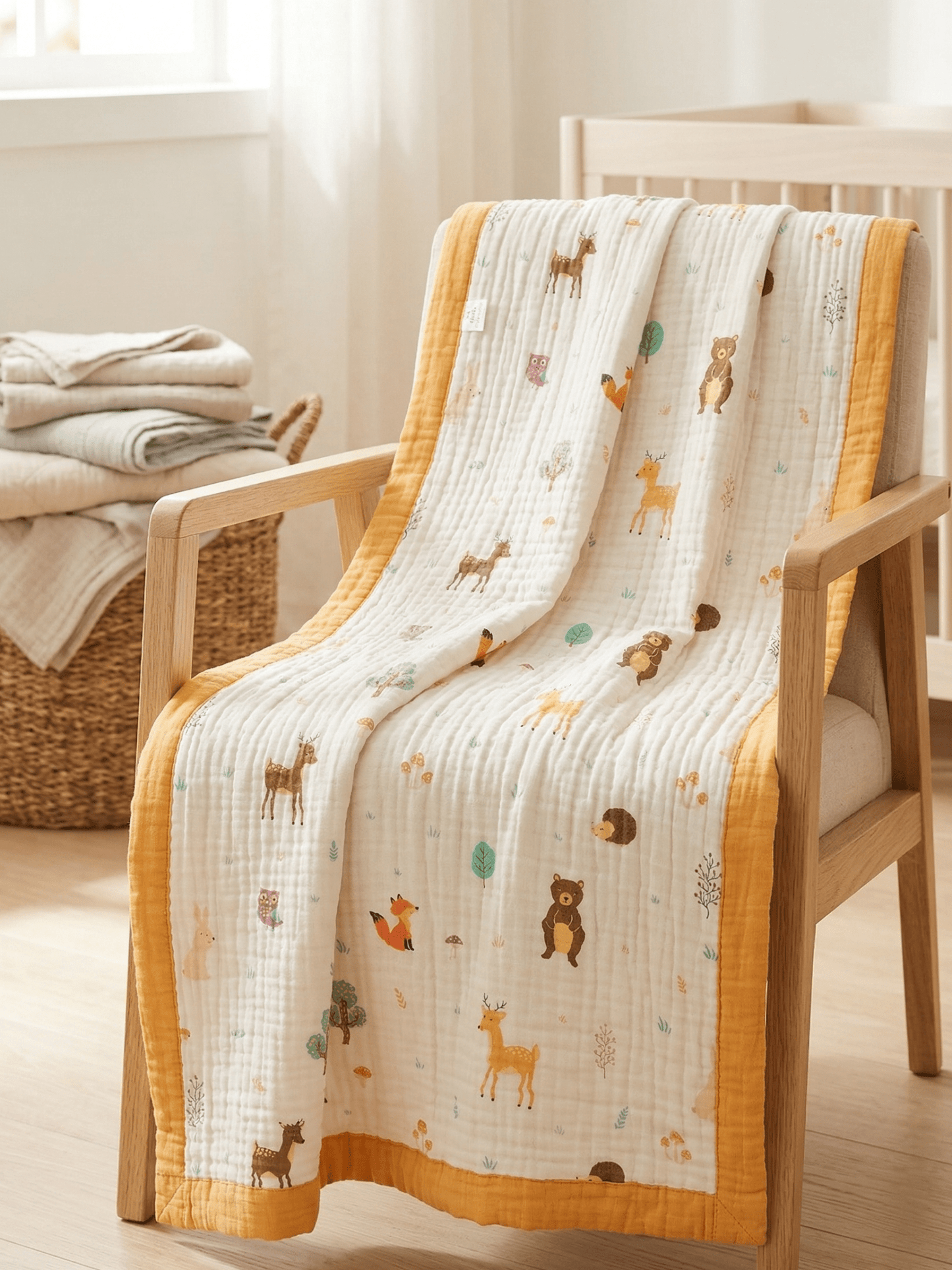 6 Layer Crinkled Muslin Blanket - Animal Print - momndada