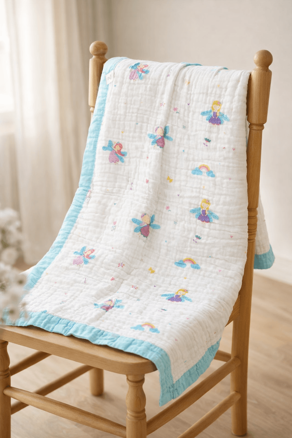 6 Layer Crinkled Muslin Blanket - Fairy Theme - momndada