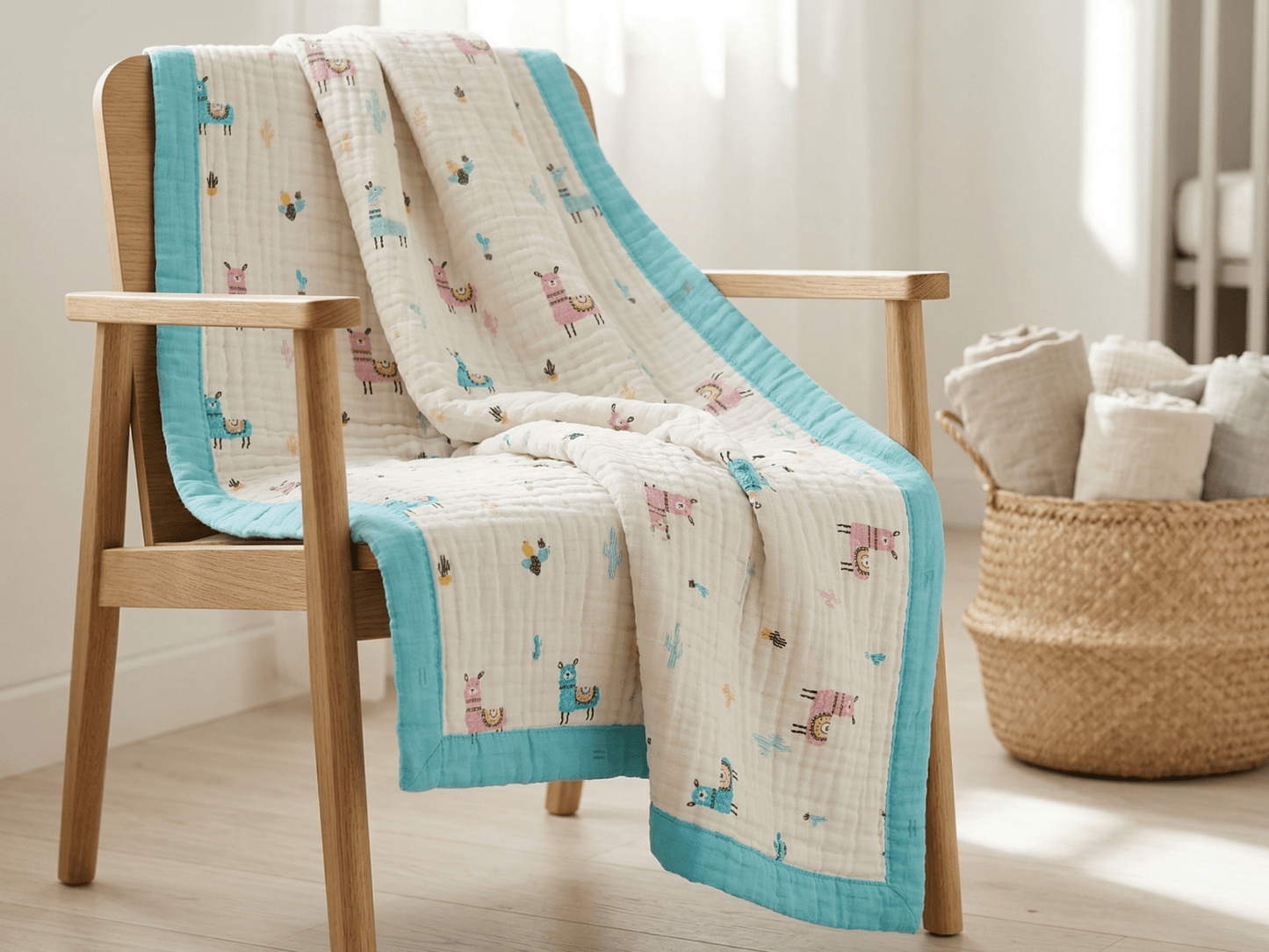 6 Layer Crinkled Muslin Blanket - Goat - momndada