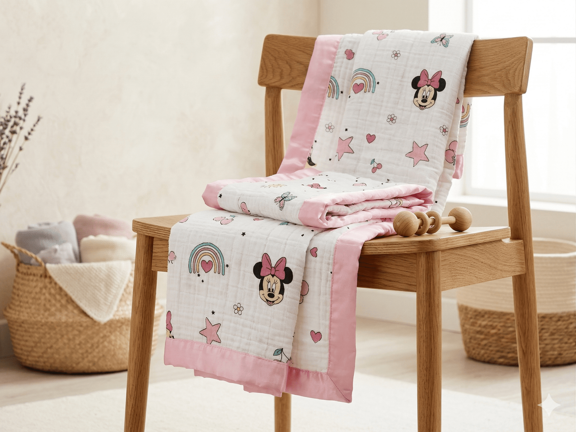 6 Layer Crinkled Muslin Blanket - Micky Mouse - momndada