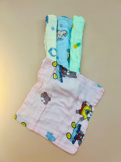 🌿 6 Layer Crinkled Muslin Face Wipes (25×25 cm) - Pack of 5 (Assorted) - momndada